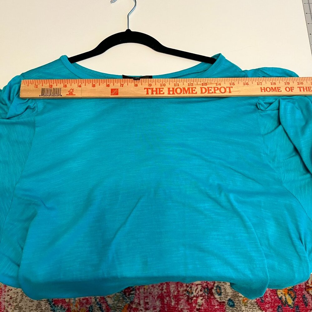 DG2 by‎ DIANE GILMAN Teal Green Embroidered Balloon-Sleeve Top Blouse Tee (2X) - Picture 8 of 14